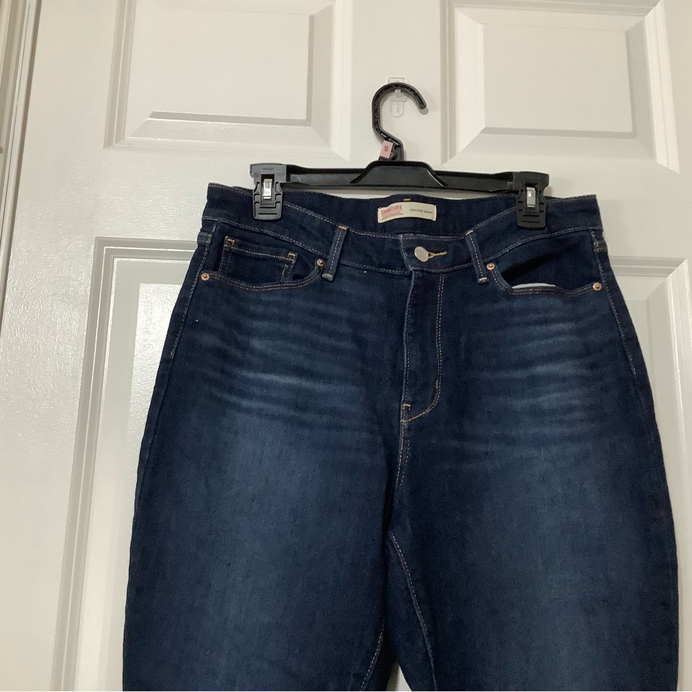Signature by Levi Strauss Dark Women's high rise Skinny Jeans size 14 Small. - Picture 2 of 13